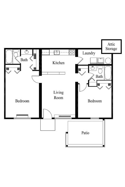 2BR/2BA Master - Two Bedroom Two Bath with Master Bedroom Apartment