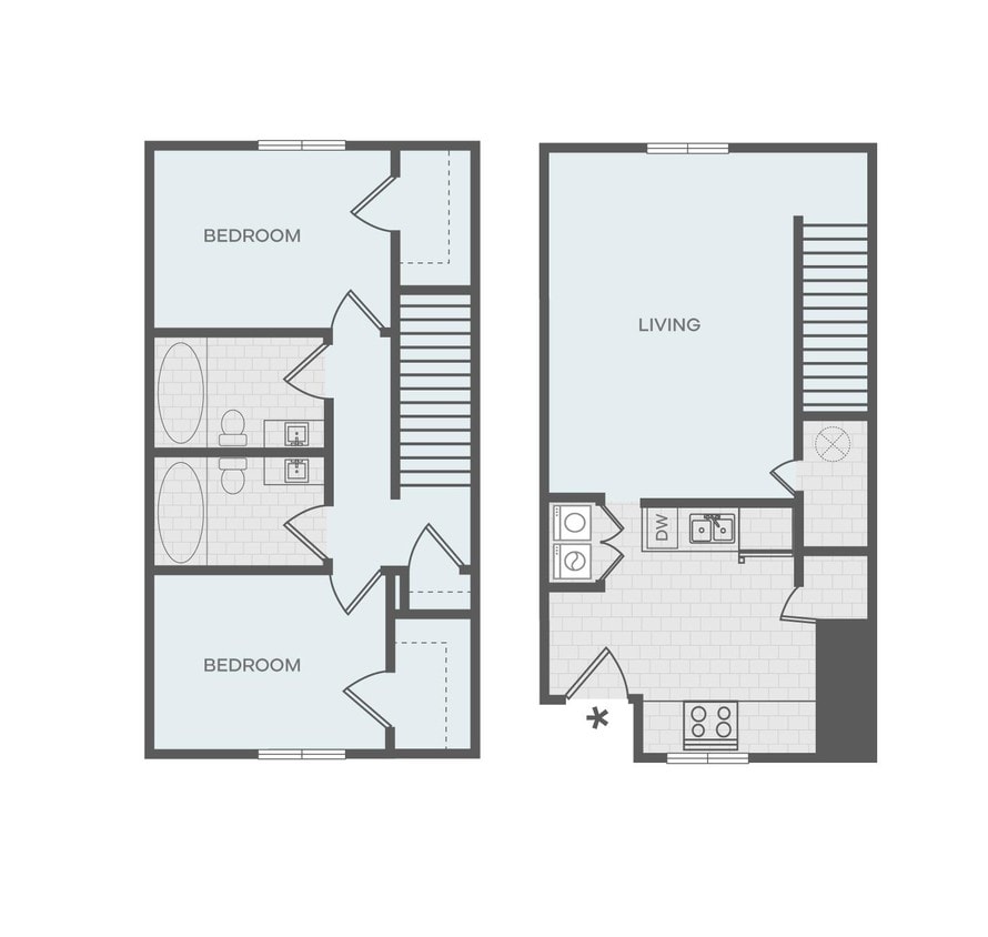Floor Plan - 2 BR | 2 BA Townhome