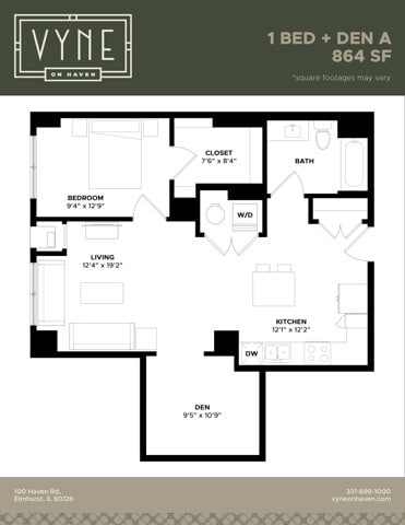 Final - Vyne On Haven - Floor Plans - 1 BED + DEN A - TYPE B - 1 BED+D - A