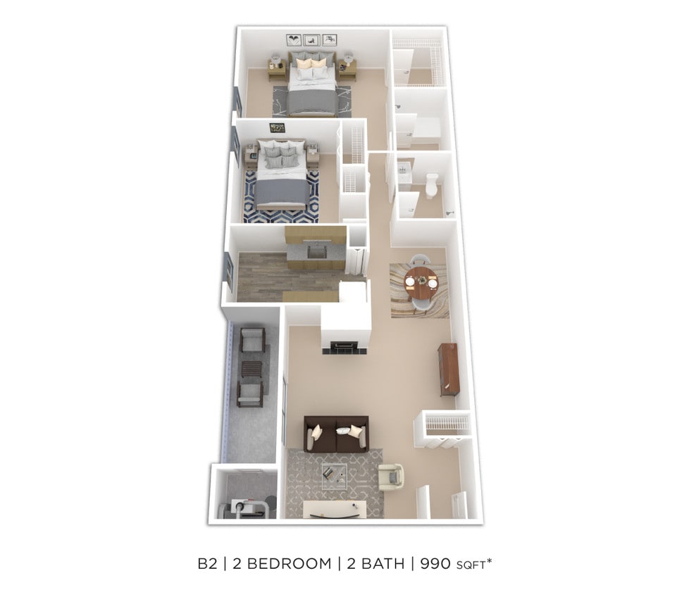 Floor Plan - Two Bedroom 2 Bath