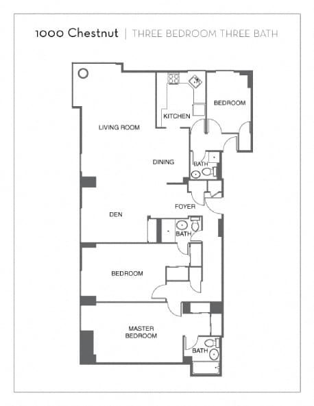 Floor Plan - Renovated 3 Bed, 3 Bath