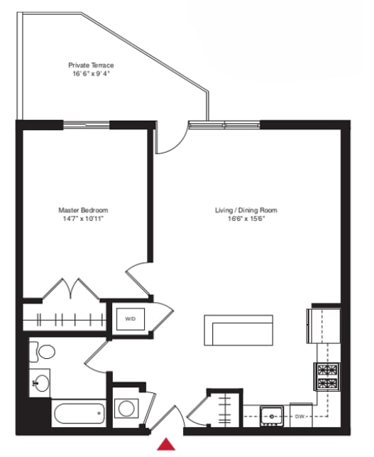 Floor Plan - aa1T 1Bed/1Bath
