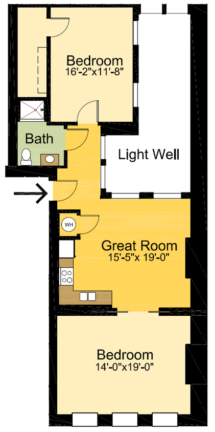 Floor Plan - 2 Bedrooms  1 Bathroom