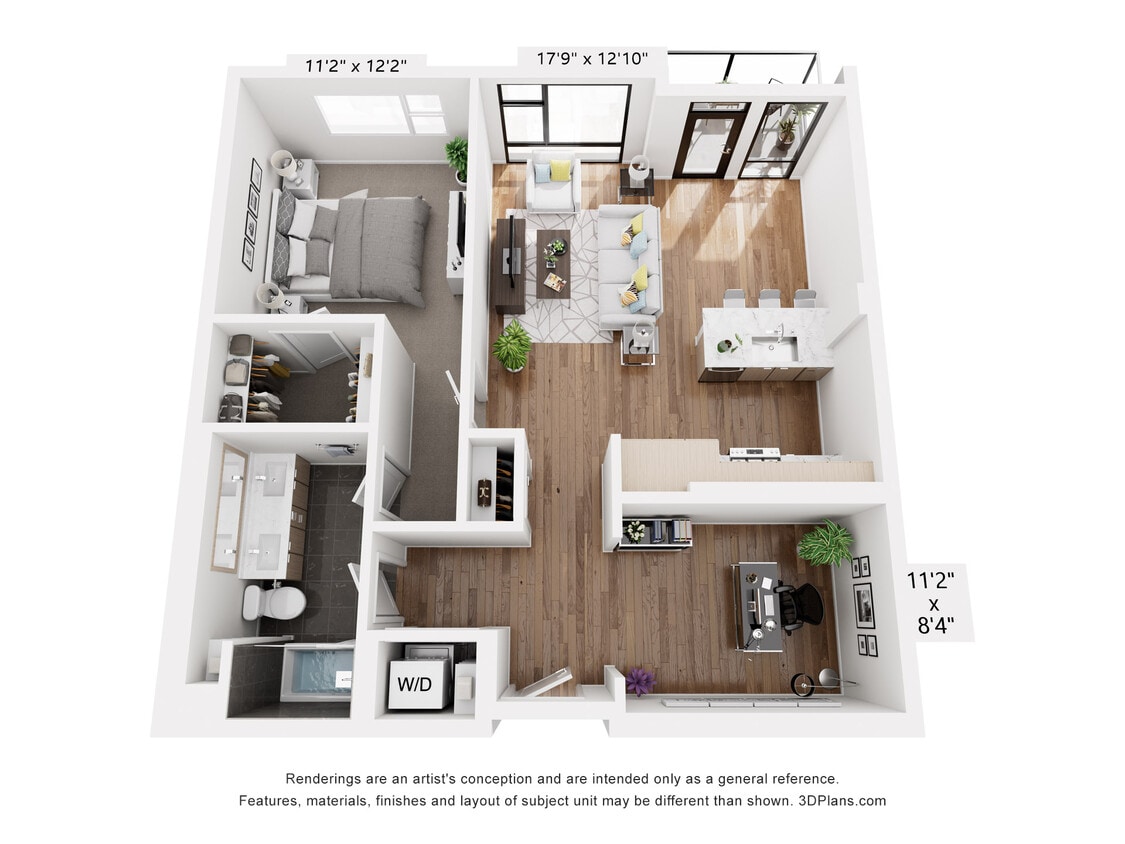 Floor Plan - 1x1 Den - 869