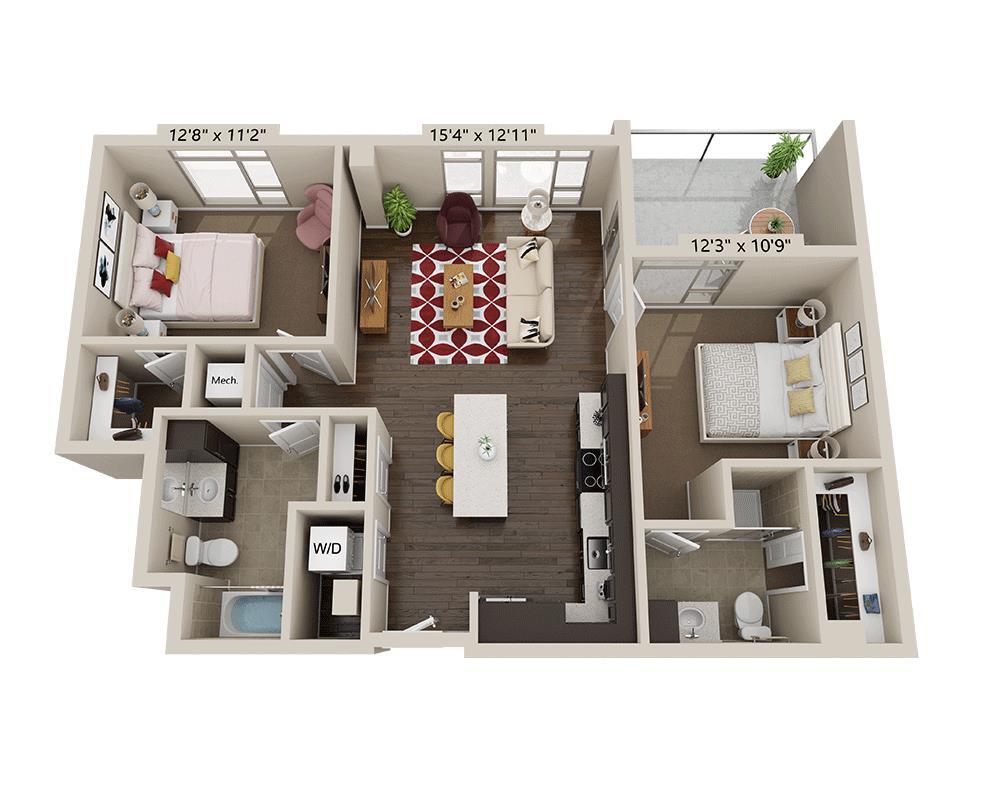 Floor Plan - Two Bedroom B2B