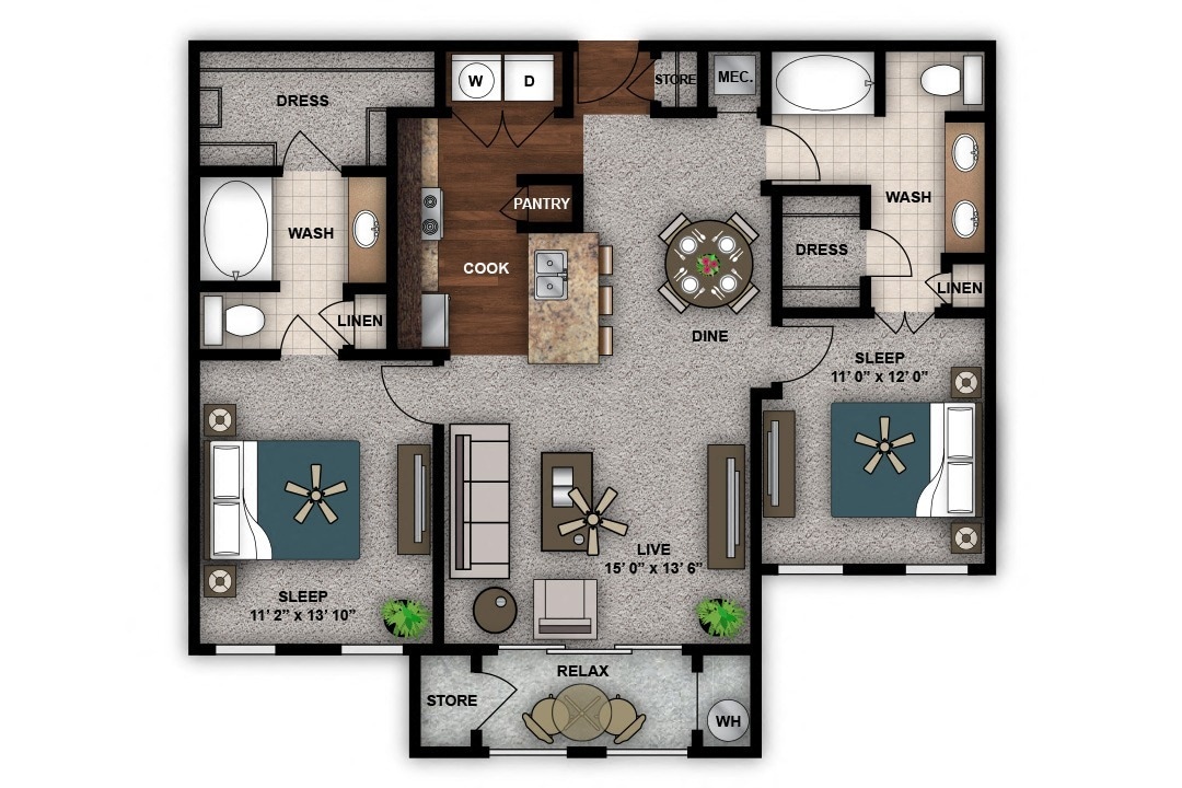 Floor Plan - Two Bedroom Renovated C1prr