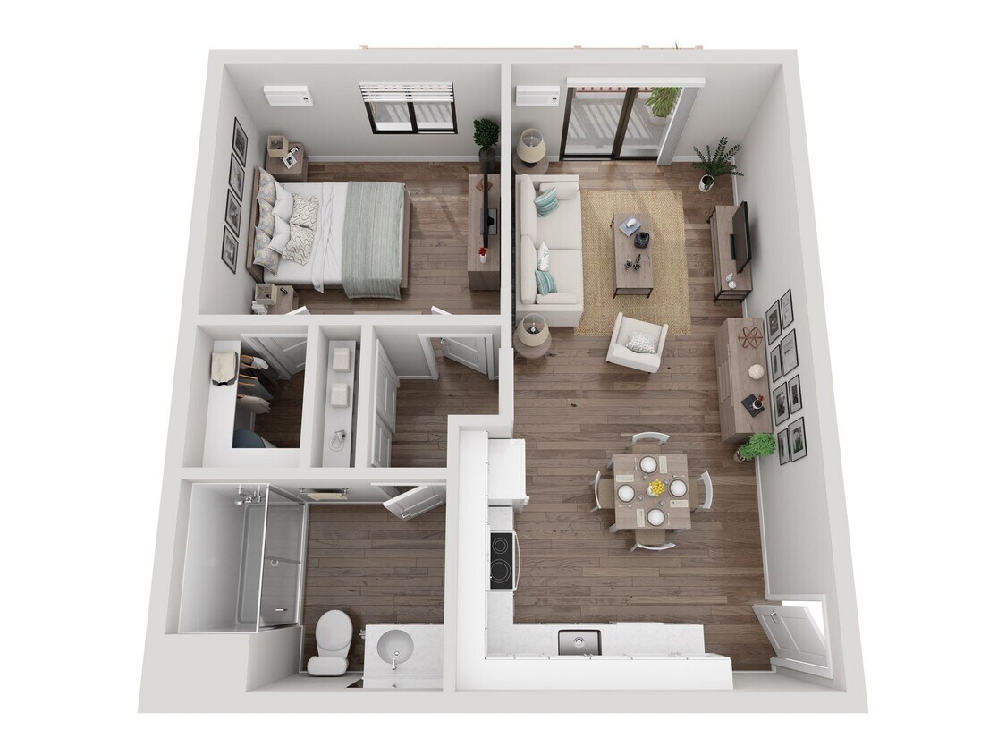 Floor Plan - One Bedroom with Balcony