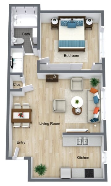 Floor Plan - 1x1 Renovated