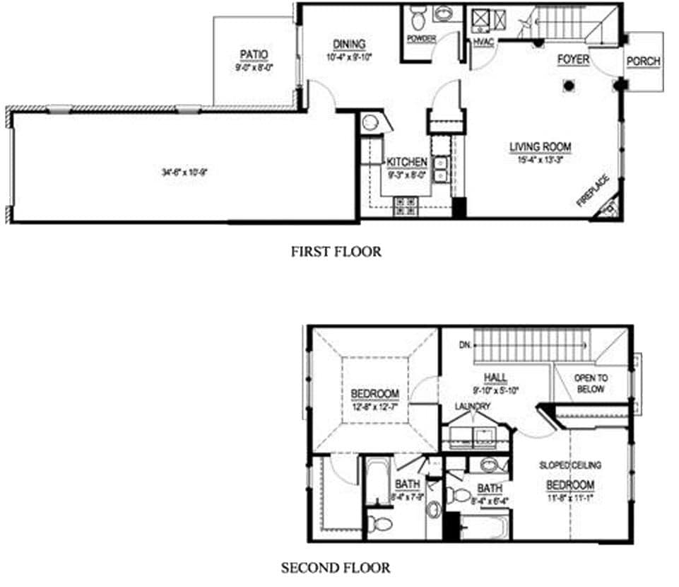 Floor Plan - Townhome - 2 Bed, 2.5 Bath Interior