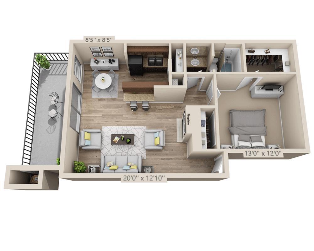 Floor Plan - One Bedroom A1BCT