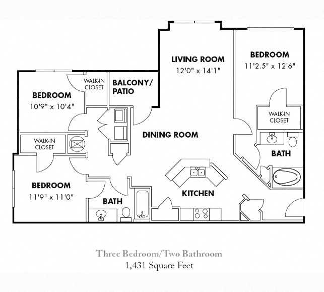 Floor Plan - 3 Bedroom/2 Bath A