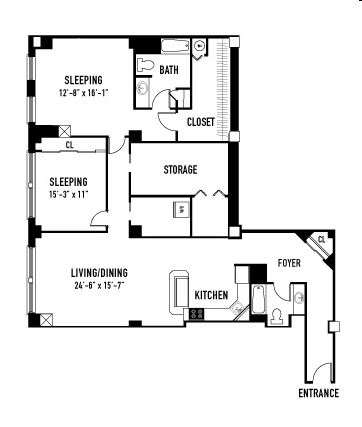 Floorplan M1 - 2 Bedroom M1