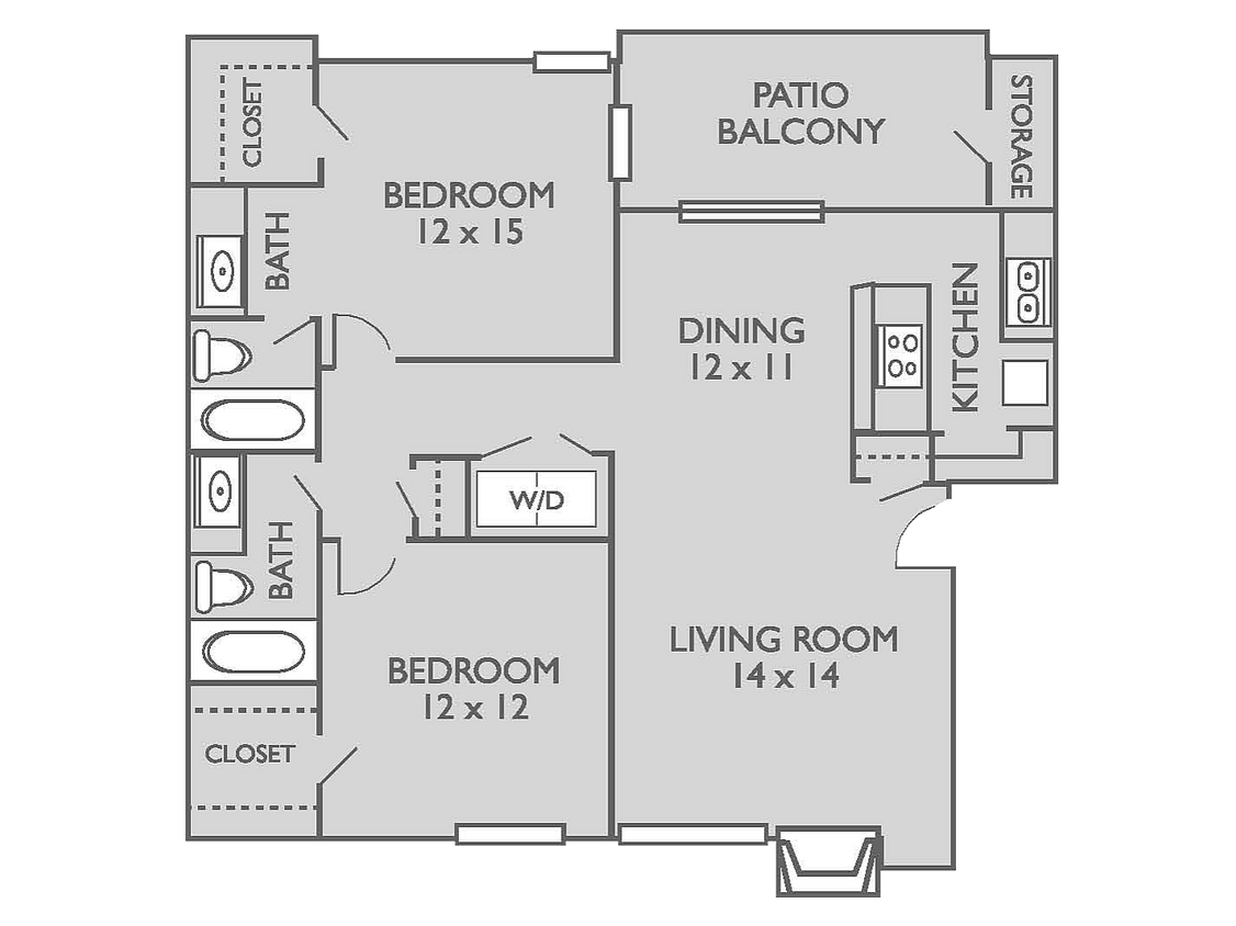 22b Floorplan - 2 Bed, 2 Bath Upgraded (60% Income Restricted)