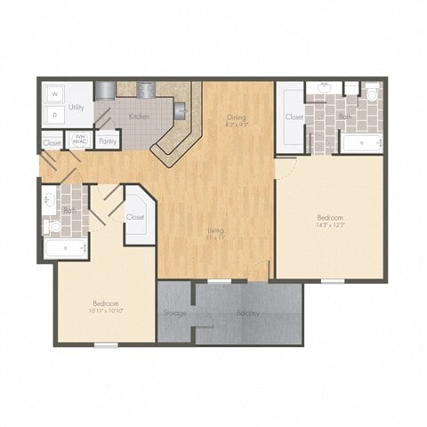 Floor Plan - Renovated Two Bedroom
