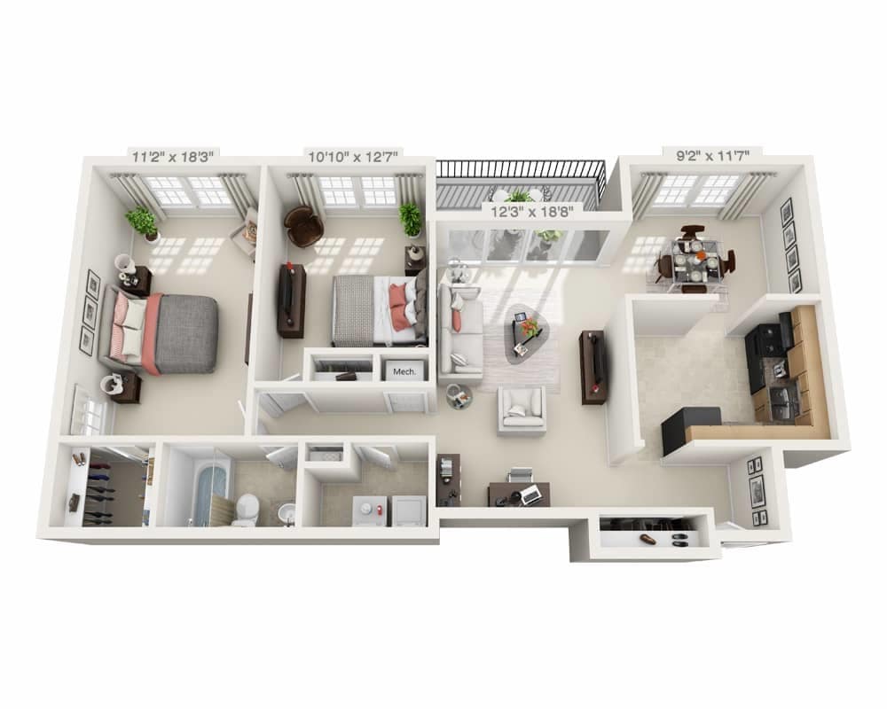 Floor Plan - Two Bedroom B1A
