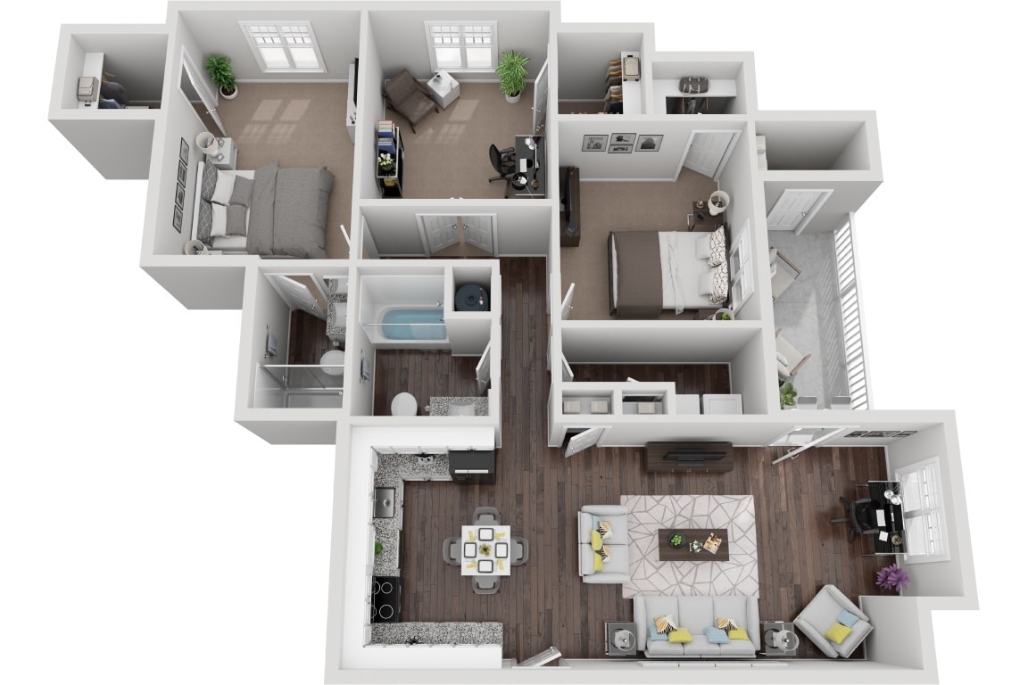Floor Plan - The Oceanic 2 Bedroom 2 Bath with Den Renovated