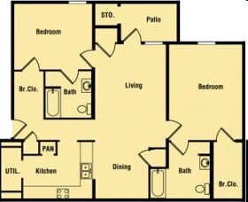 2BR/2BA - 2 Bedrooms, 2 Bathrooms
