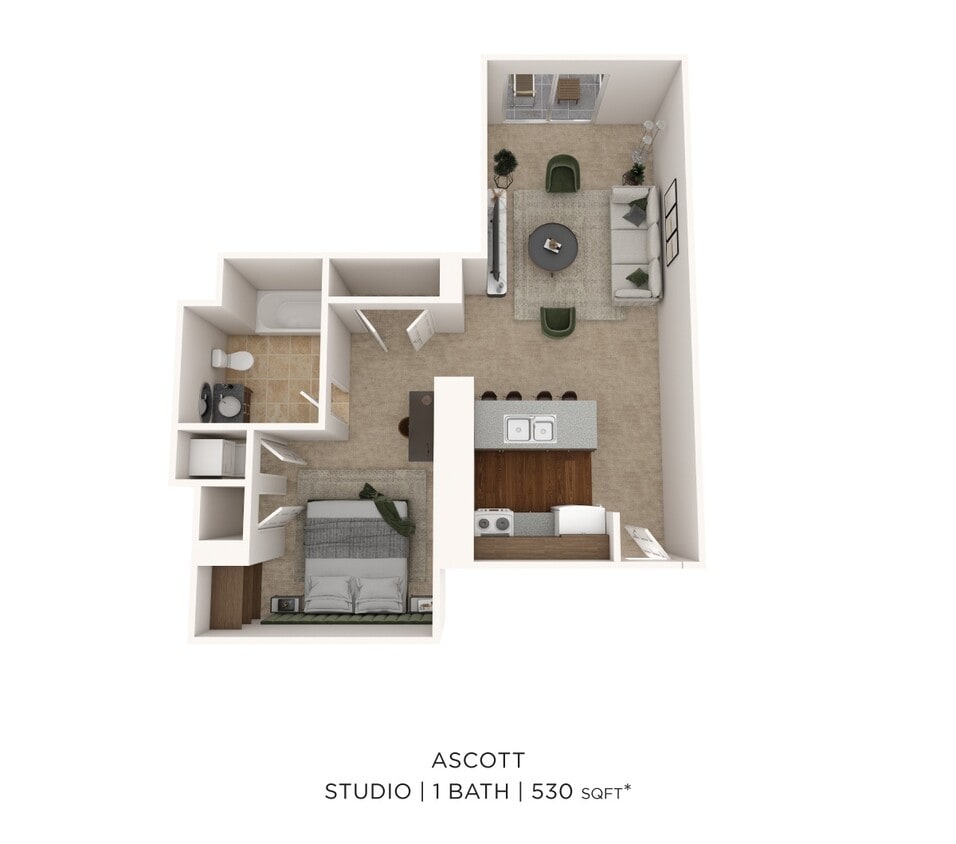 Floor Plan - Studio - 530 sqft