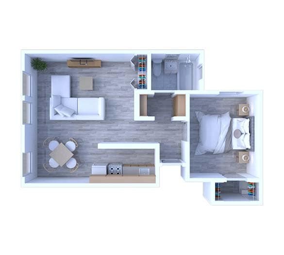 Floor Plan - 1 Bedroom Floor Plan A3