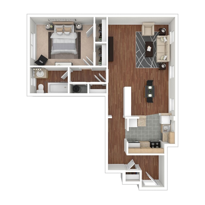 Floor Plan - 1 Bedroom Floorplan KA