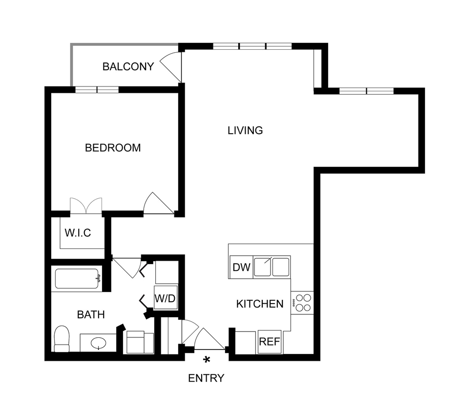 Holton | 1-Bedroom Floorplan - Holton