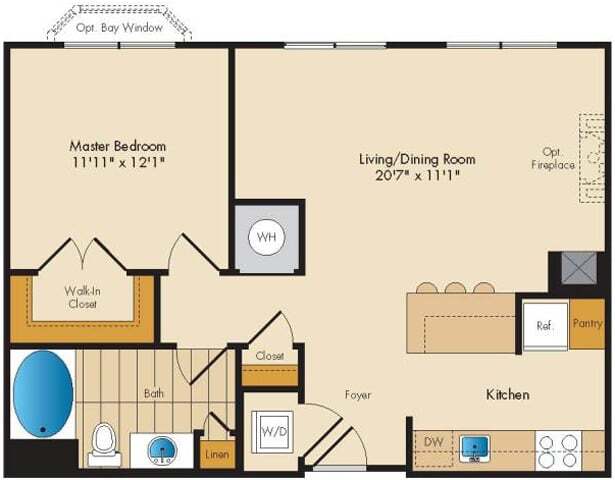 Floor Plan - 1 Bed 1 Bath-A2