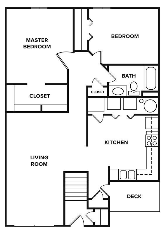 Floor Plan - 2 Bedroom, 1 Bathroom