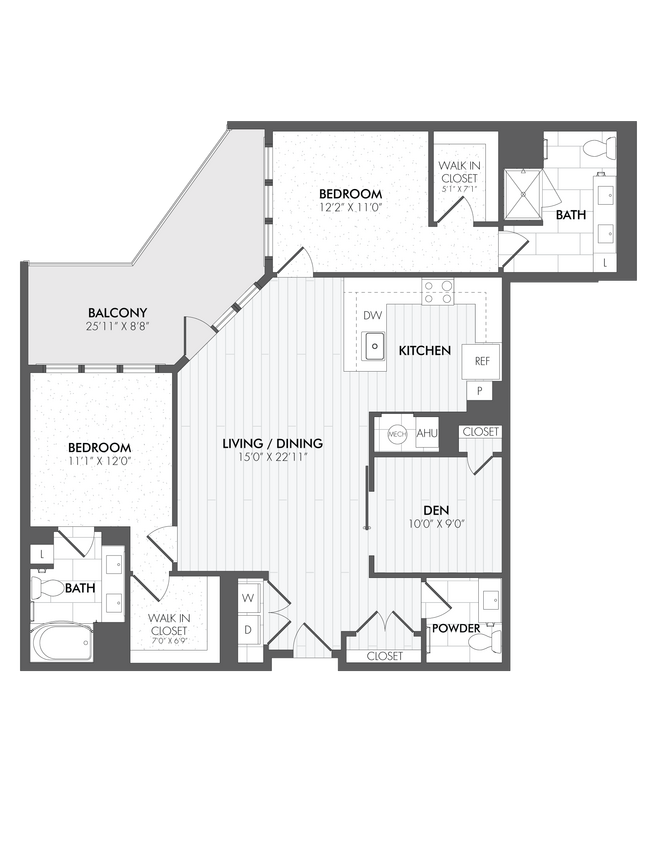 Floor Plan - 2 Bed/2.5 Bath Den-B11