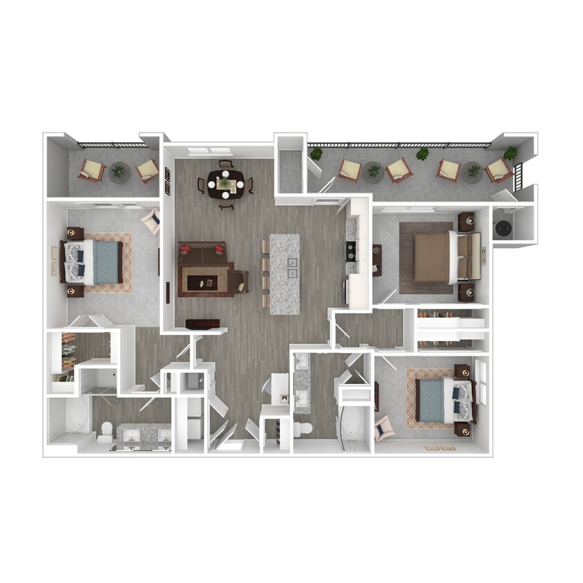 Floor Plan - 3 Bed 2 Bath 1695 SF (1396 Net)