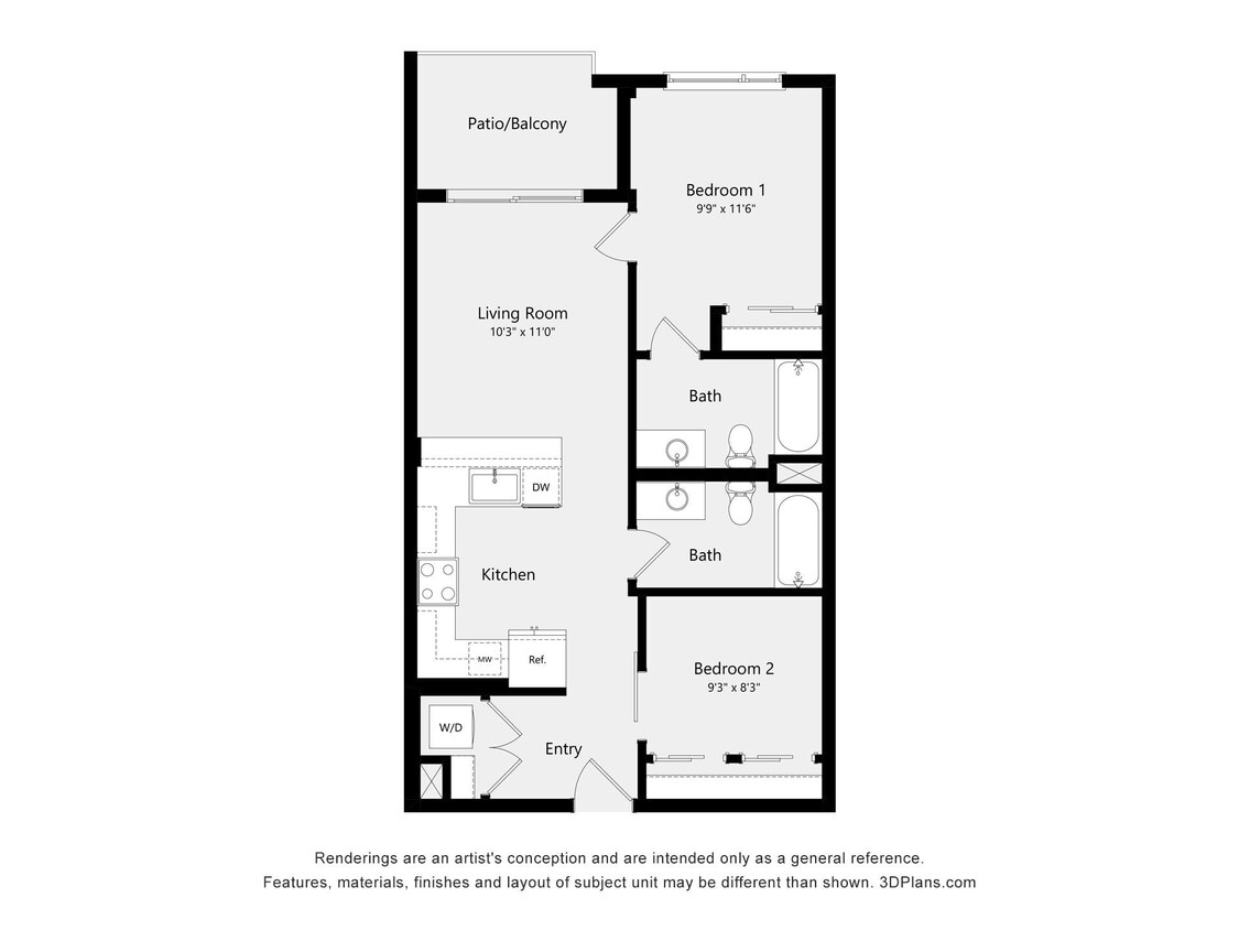 Floor Plan - Urban Two Bedroom D01B
