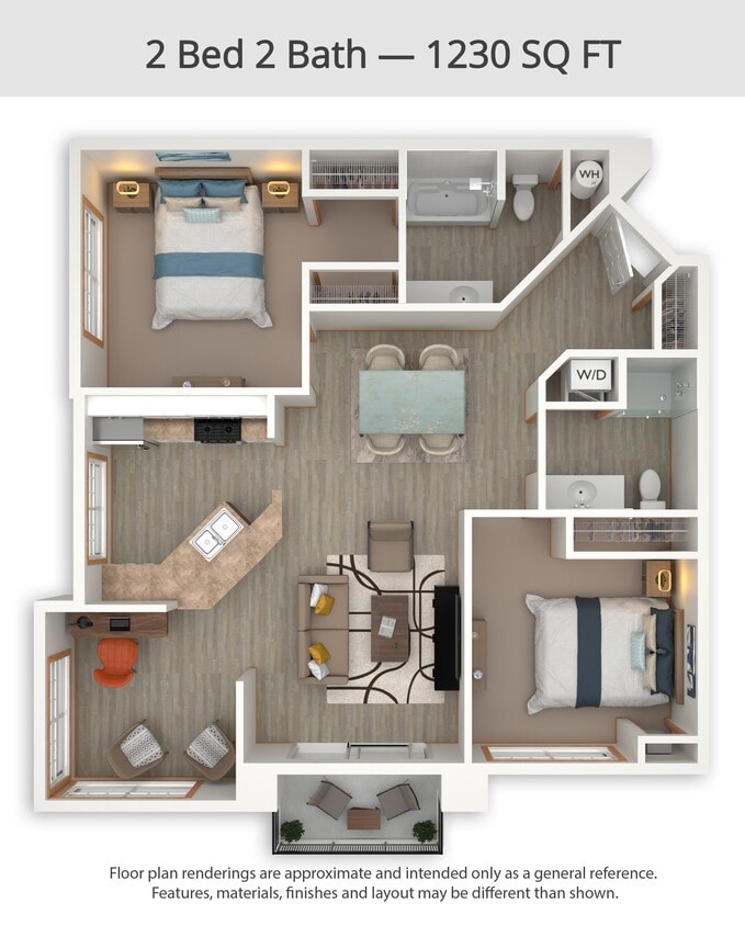 Floor Plan - 2 Bed 2 Bath w/ Den (B12)