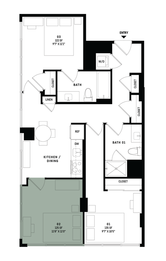 Floor Plan - Co-Living D14-Bedroom 2