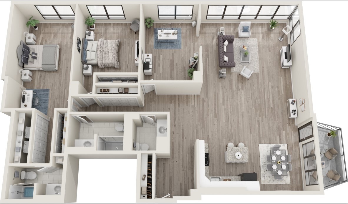 Floor Plan - 2 BED, 2.5 BATH + DEN / BALCONY  [B5]