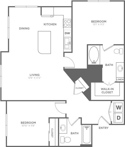 Two Bedroom Two Bath (1,171 SF) - Two Bedroom Two Bath (1,171 SF)