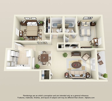 Floor Plan - Classic Style Two Bedroom Downstairs