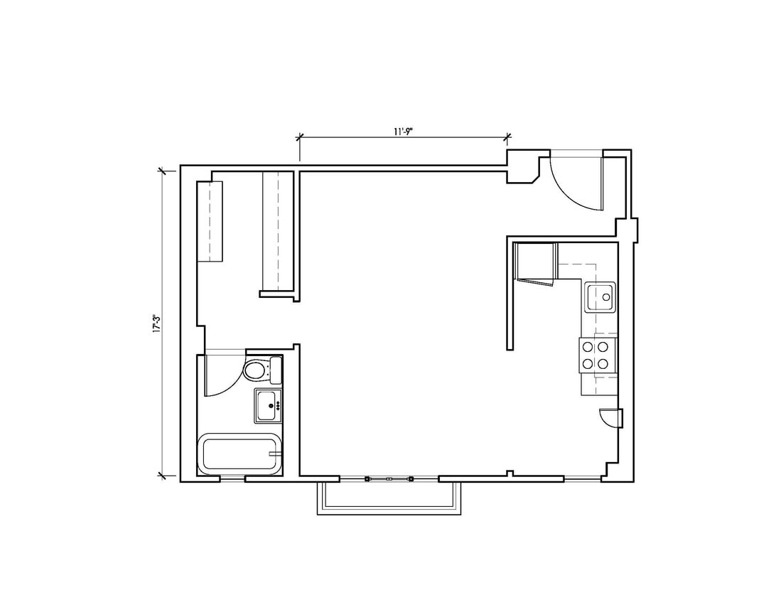 Floorplan 08 - Studio - End, South Facing