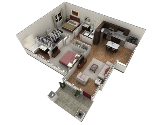 Floor Plan - 2 BR Designer Courtyard