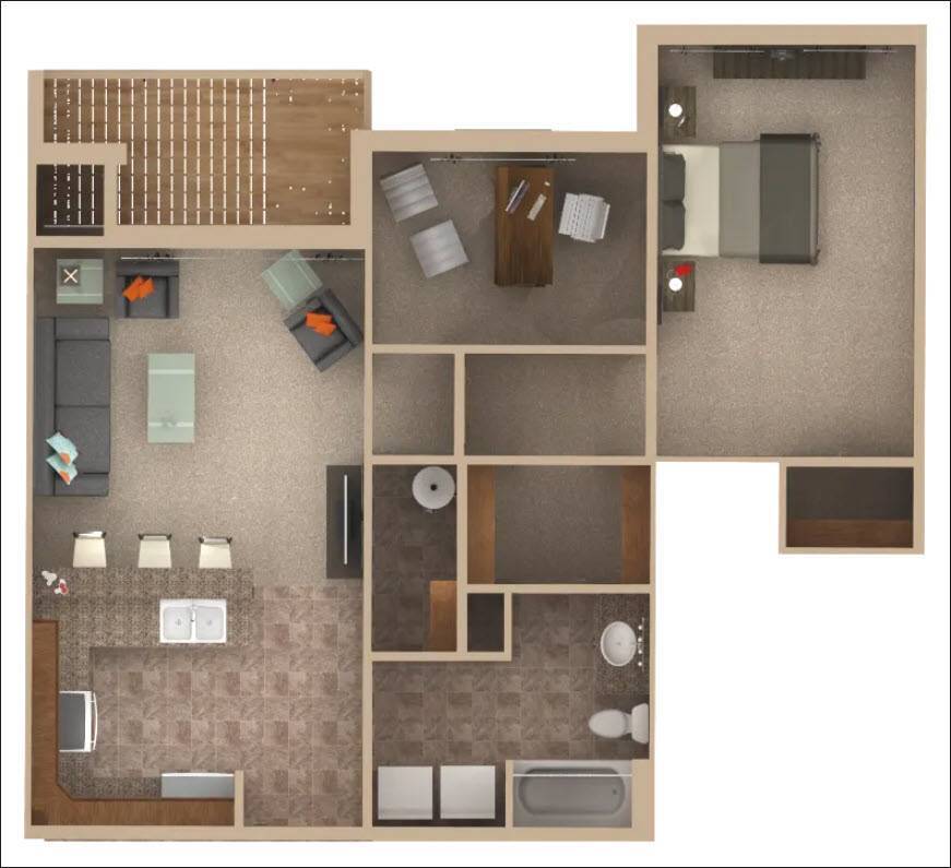 Floor Plan - 1bd1ba with Den