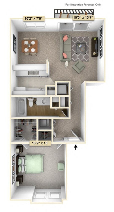 Floor Plan - One Bedroom Juniper