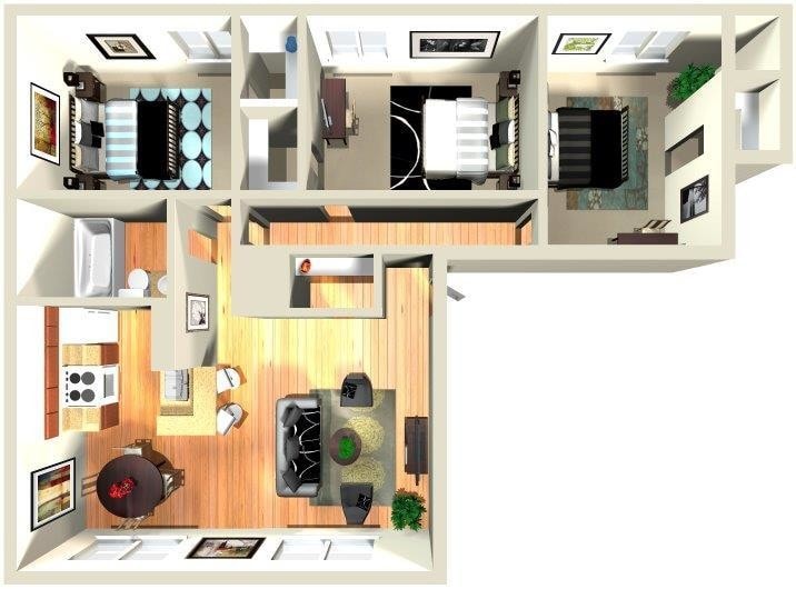 Floor Plan - 3 Bed & 1 Bath