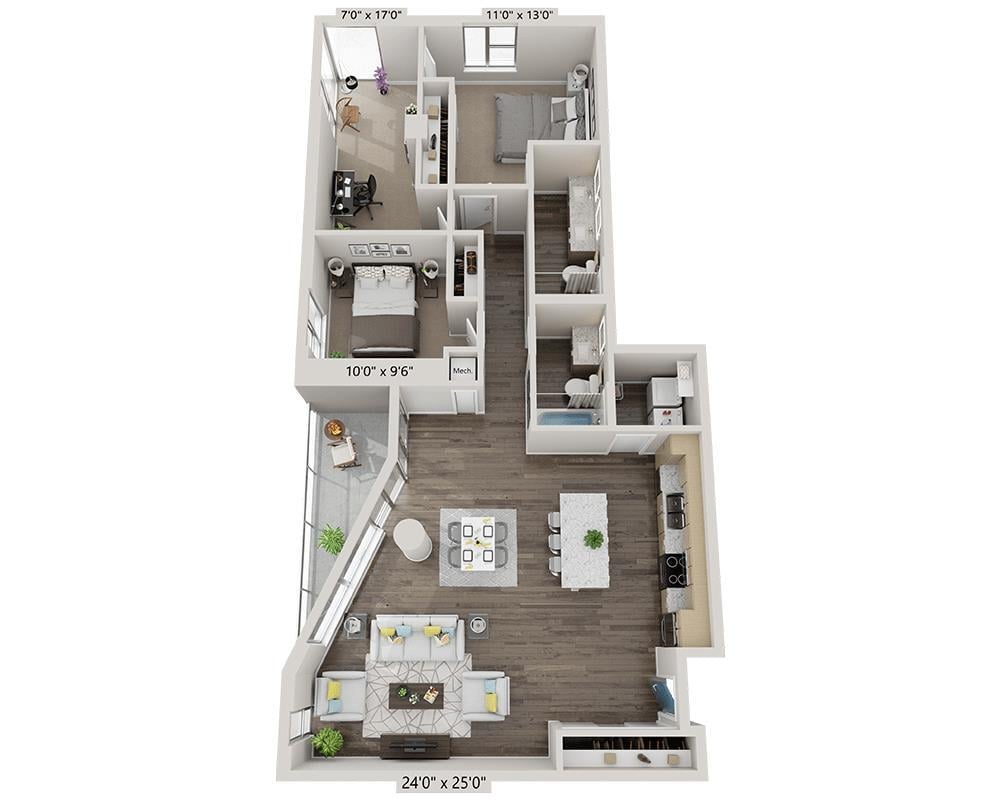 Floor Plan - Two Bedroom B2DD