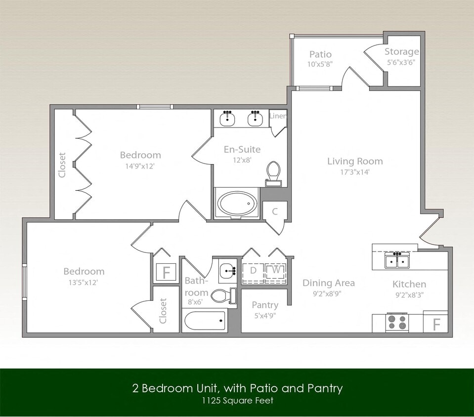 Floor Plan - 2x2 Patio/Storage