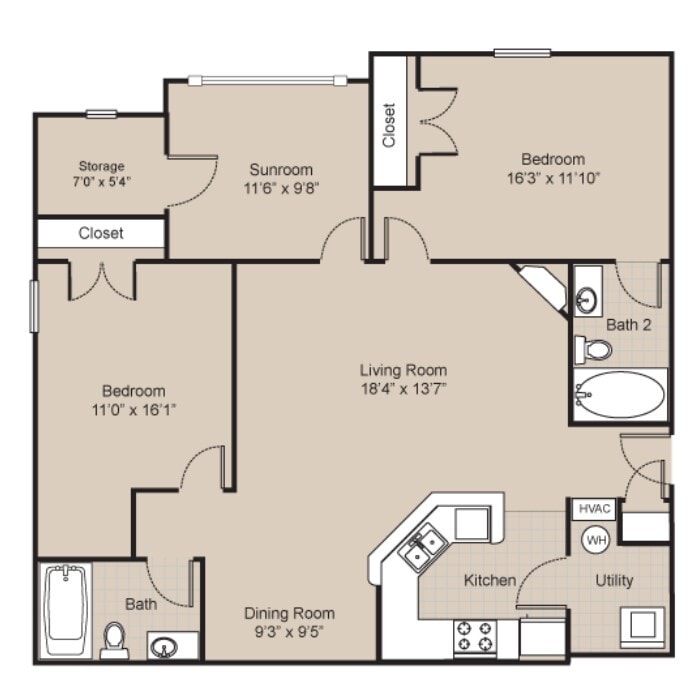 2 Bedroom - Phase 2 w/sunroom-Call for availability
