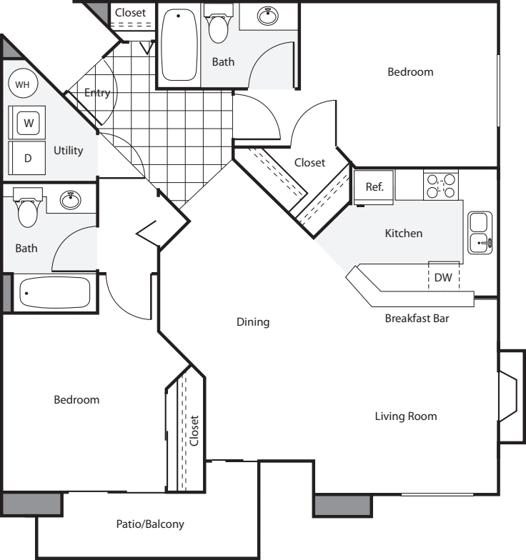 Floor Plan - 2x2 - E