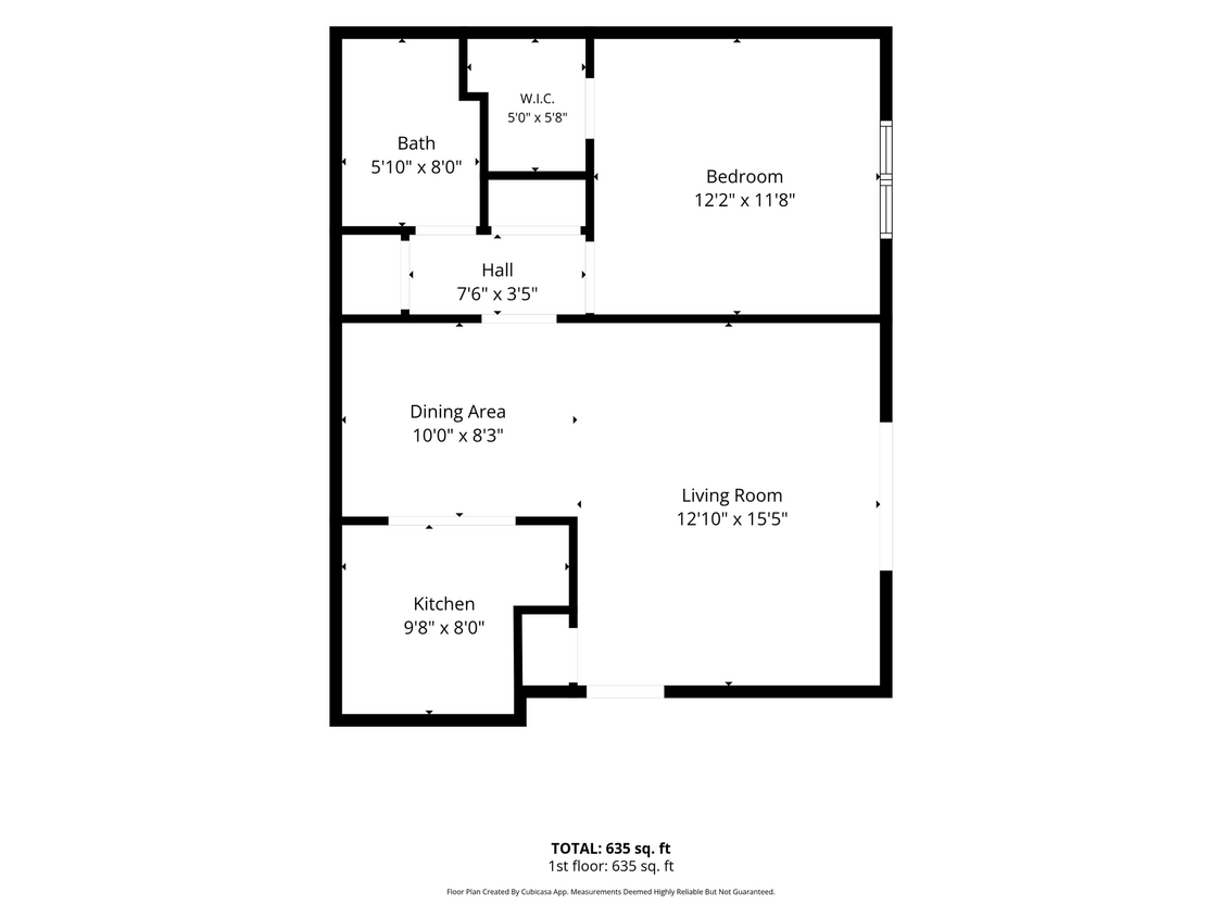 Floor Plan - Edgemont 1 bed/1 bath Garden Level