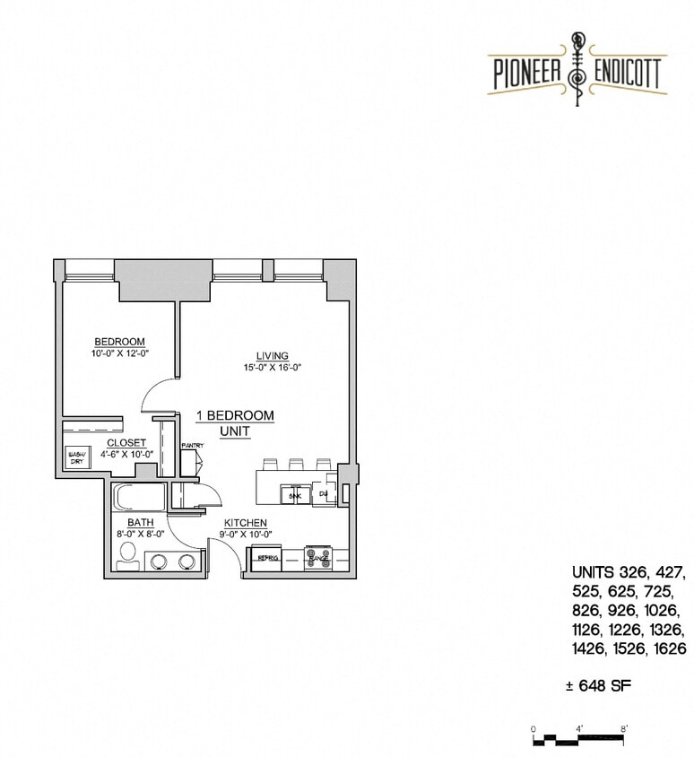 Floor Plan - 1 Bedroom (Furnished)