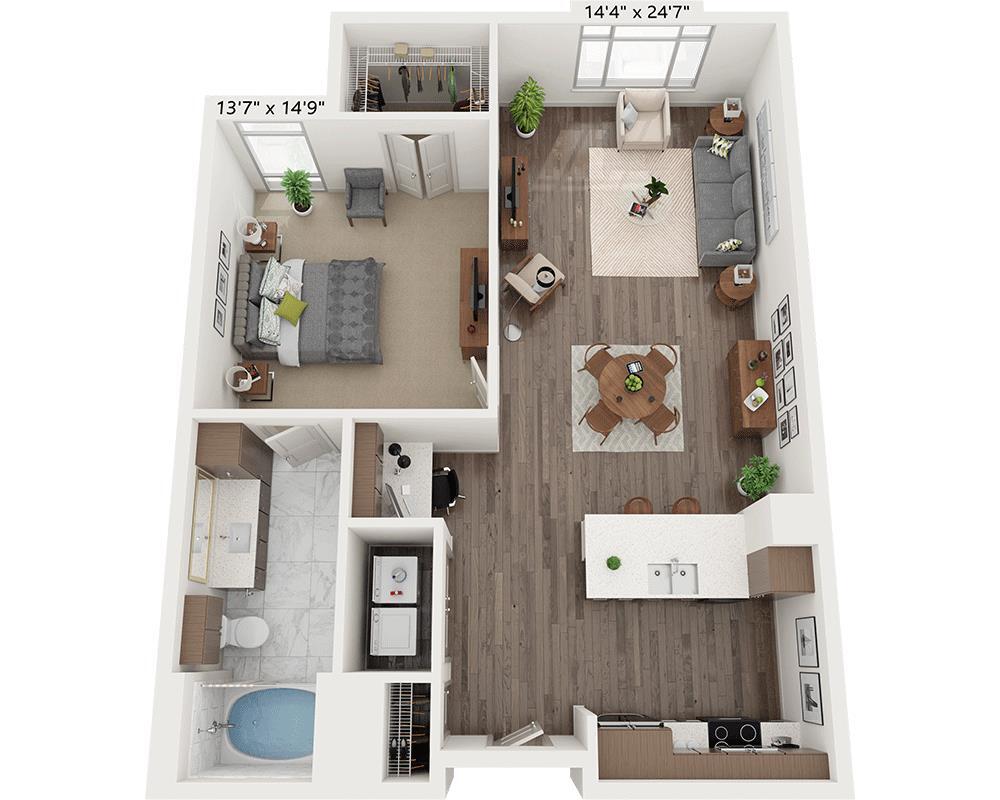 Floor Plan - One Bedroom A1B1