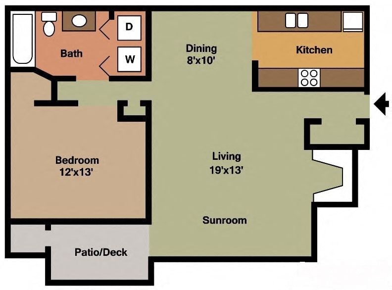 Floor Plan - 1 bed - 1bath