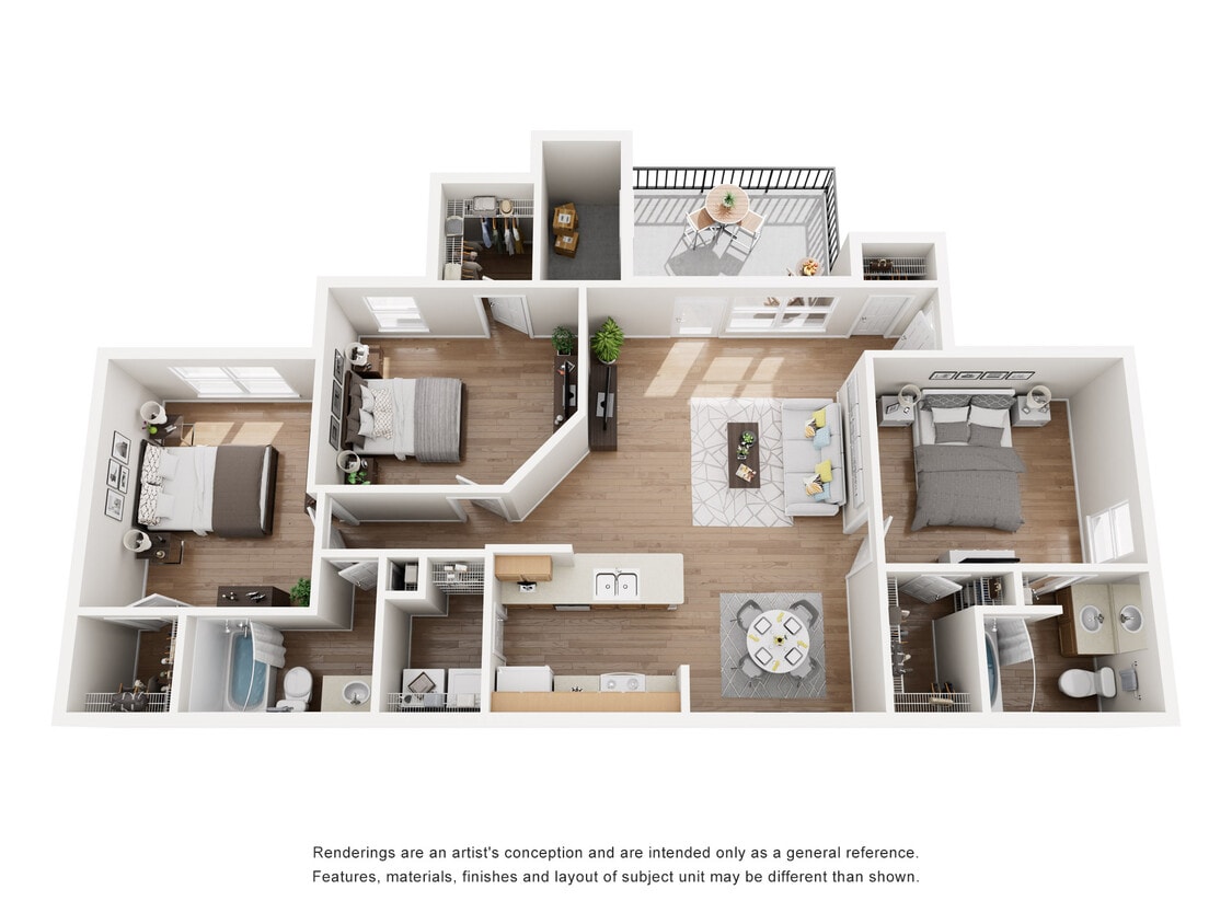 Floor Plan - Three Bedrooms, Two Bathrooms
