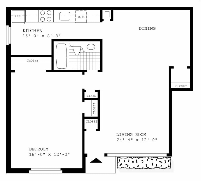 1BR/1BA - Model C 1 Bedroom First Floor